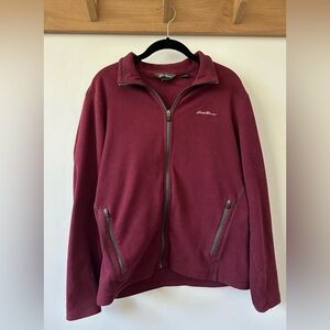 Eddie Bauer Men’s Polartec Full-Zip Fleece Jacket – Burgundy